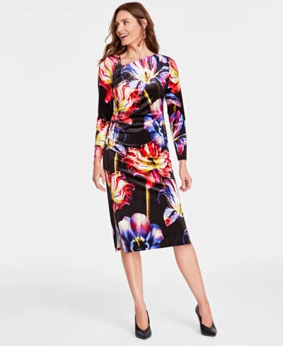 Inc International Concepts Women's Floral-print Velvet Midi Dress, Created For Macy's In Alana Gard