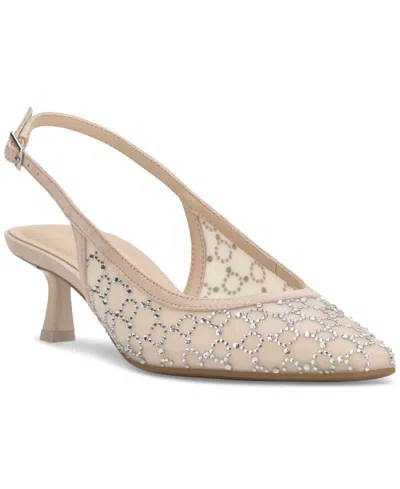 Inc International Concepts Women's Gemini Mid Heel Slingback Pumps, Created For Macy's In Nude Mesh