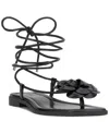 Inc International Concepts Women's Gilma Flower Flat Sandals, Created For Macy's In Black Smooth