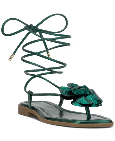 Inc International Concepts Women's Gilma Flower Flat Sandals, Created For Macy's In Green