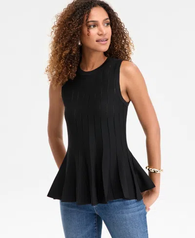 Inc International Concepts Women's Godet-pleat Sleeveless Sweater, Macy's Exclusive In Black