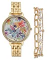 Inc International Concepts Women's Gold-tone Bracelet Watch 38mm Set, Created For Macy's In Gold