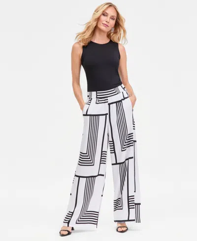 Inc International Concepts Women's Graphic-print Pull-on Wide-leg Pants, Macy's Exclusive In Multi