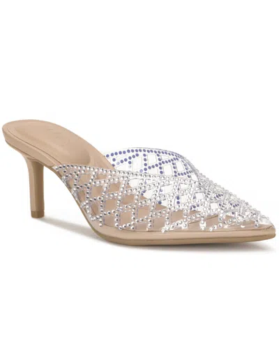 Inc International Concepts Women's Gylian Vinyl Heeled Mules, Macy's Exclusive In Silver