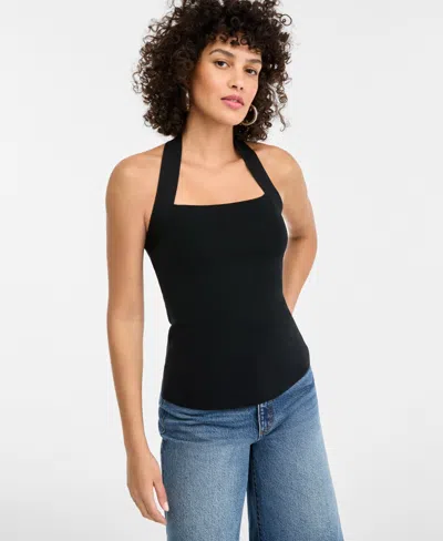 Inc International Concepts Women's Halter Sweater Tank, Macy's Exclusive In Deep Black