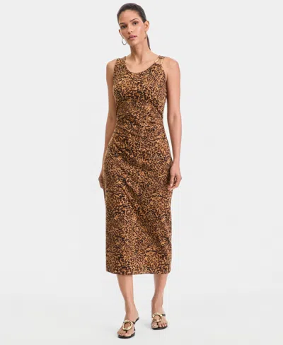 Inc International Concepts Women's Hardware-strap Knit Midi Dress, Macy's Exclusive In Brown