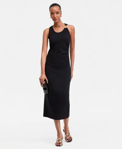 Inc International Concepts Womens Hardware Strap Knit Midi Dress Macys Exclusive In Black