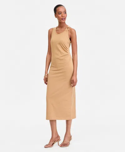 Inc International Concepts Women's Hardware-strap Knit Midi Dress, Macy's Exclusive In Brown