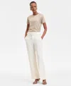 Inc International Concepts Women's High-rise Belted Cuffed Pants, Exclusively At Macy's In Vintage Cr