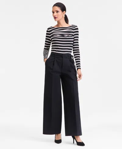 Inc International Concepts Women's High-rise Belted Wide-leg Pants, Macy's Exclusive In Black