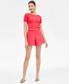 Inc International Concepts Women's High-rise Button-tab Shorts, Exclusively At Macy's In Starfish Pink