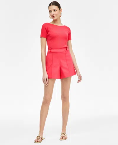 Inc International Concepts Women's High-rise Button-tab Shorts, Exclusively At Macy's In Starfish Pink