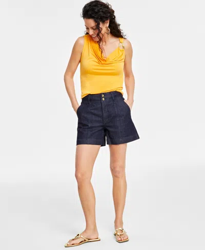 Inc International Concepts Women's High-rise Denim Shorts, Created For Macy's In Dark Indigo
