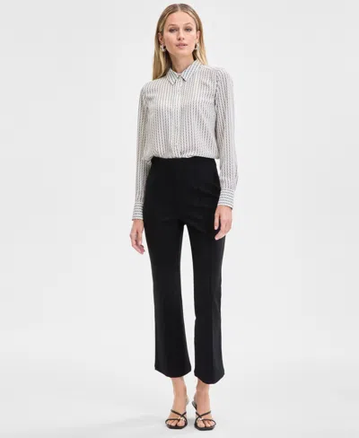 Inc International Concepts Women's High-rise Hollywood Ponte Kick-flare Pants, Exclusively At Macy's In Deep Black