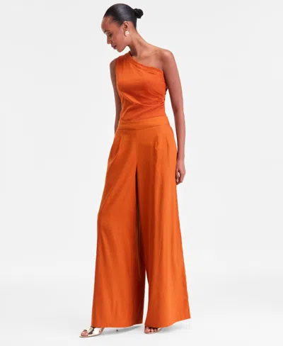 Inc International Concepts Women's High-rise Pleated Pull-on Wide-leg Pants, Macy's Exclusive In Orange