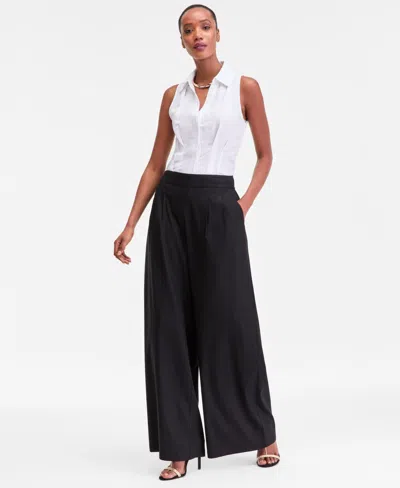 Inc International Concepts Women's High-rise Pleated Pull-on Wide-leg Pants, Macy's Exclusive In Black
