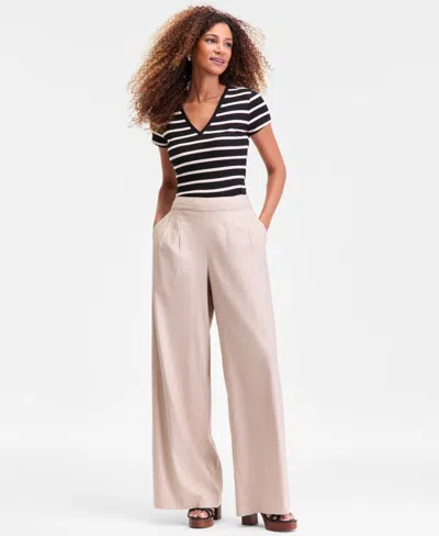 Inc International Concepts Women's High-rise Pleated Pull-on Wide-leg Pants, Macy's Exclusive In Multi