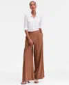 Inc International Concepts Women's High-rise Pleated Pull-on Wide-leg Pants, Macy's Exclusive In Brown