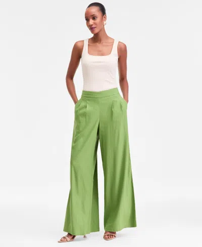 Inc International Concepts Women's High-rise Pleated Pull-on Wide-leg Pants, Macy's Exclusive In Green