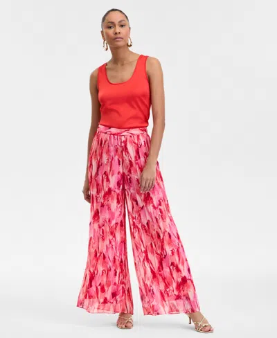 Inc International Concepts Women's High-rise Printed-chiffon Wide-leg Pants, Exclusively At Macy's In Vera Bouqu