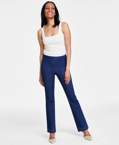 Inc International Concepts Women's High Rise Pull-on Flare Jeans, Created For Macy's In Dark Indigo