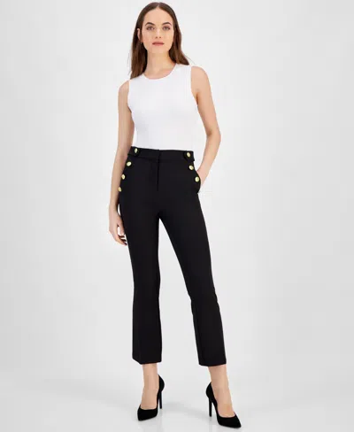 Inc International Concepts Women's High-rise Sailor Crop Straight-leg Pants, Created For Macy's In Deep Black