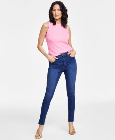 Inc International Concepts Women's High-rise Side-slit Skinny Jeans, Created For Macy's In Md Indigo