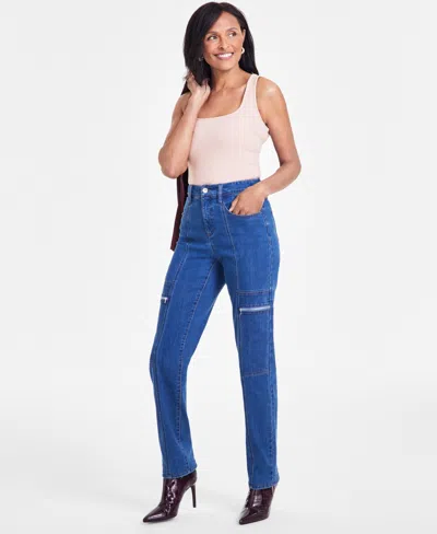 Inc International Concepts Women's High-rise Straight-leg Jeans, Created For Macy's In Lt Indigo