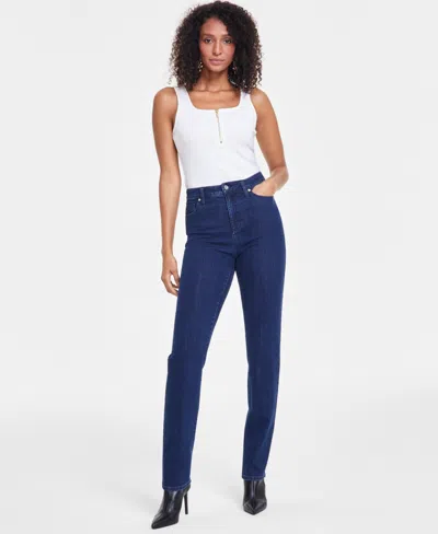 Inc International Concepts Women's High-rise Straight-leg Jeans, Created For Macy's In Md Indigo