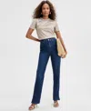 Inc International Concepts Women's High-rise Straight-leg Jeans, Exclusively At Macy's In Dk Indigo