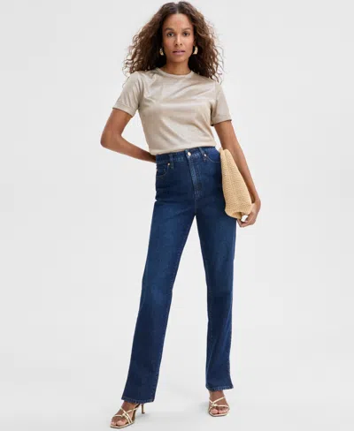 Inc International Concepts Women's High-rise Straight-leg Jeans, Exclusively At Macy's In Dk Indigo