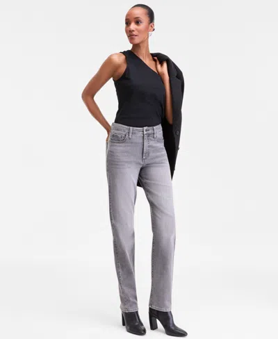 Inc International Concepts Women's High-rise Straight-leg Jeans, Macy's Exclusive In Gray