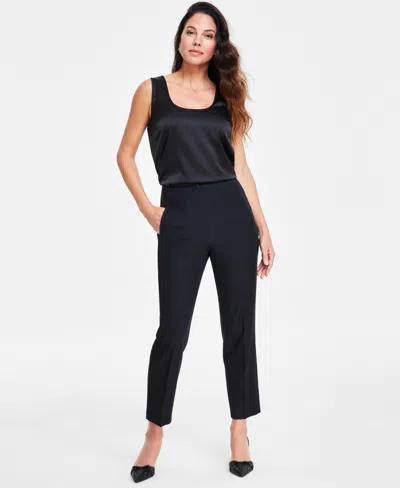 Inc International Concepts Women's High Rise Tapered Cropped Pants, Created For Macy's In Deep Black