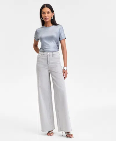 Inc International Concepts Women's High-rise Wide-leg Jeans, Exclusively At Macy's In Grey