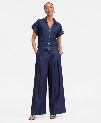 Inc International Concepts Women's High Rise Wide Leg Jeans, Macy's Exclusive In Blue