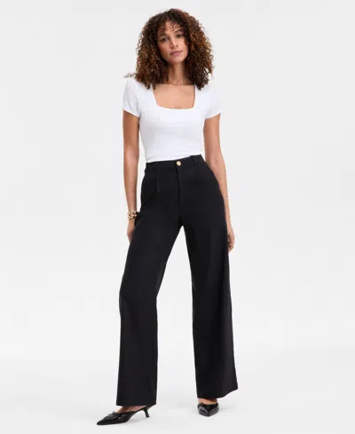 Inc International Concepts Women's High Rise Wide-leg Pants, Exclusively At Macy's In Deep Black