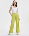 Inc International Concepts Women's High Rise Wide-leg Pants, Exclusively At Macy's In Lime Sash