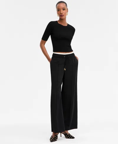 Inc International Concepts Women's High-rise Wide-leg Pants, Macy's Exclusive In Black