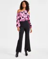 Shop Inc International Concepts Women's High-rise Wide-slit Flare-leg, Exclusively At Macy's In Deep Black