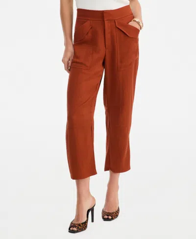 Inc International Concepts Women's High-rise Cropped Barrel Pants, Macy's Exclusive In Copper Rust