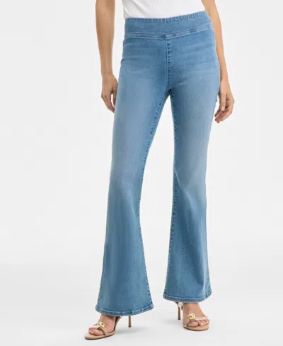 Inc International Concepts Women's High-rise Pull-on Flare-leg Jeans, Macy's Exclusive In Blue
