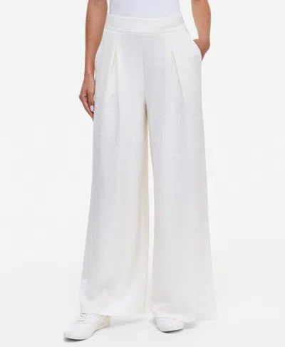 Inc International Concepts Women's High-rise Wide-leg Rhinestone-embellished Pants, Macy's Exclusive In Mgnolia Blossom