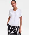 Inc International Concepts Women's Keyhole Drape Shirt, Macy's Exclusive In White