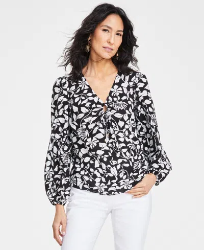 Inc International Concepts Women's Keyhole V-neck Blouse, Exclusively At Macy's In Leena Bouq