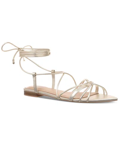 Inc International Concepts Women's Kharmaa Lace-up Flat Sandals, Exclusively At Macy's In Gold Smooth