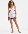 Inc International Concepts Women's Knit Lace-trim Short Pajama Set, Exclusively At Macy's In White