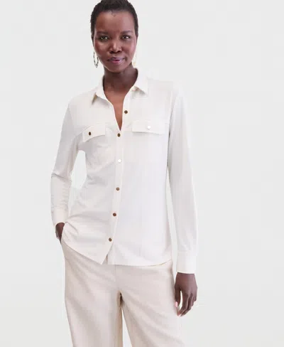 Inc International Concepts Women's Knit Utility Shirt, Exclusively At Macy's In Animal Print