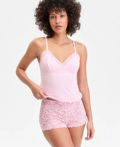Inc International Concepts I.n.c International Concepts Women's Lace Back Tank & Shorts Set, Macy's Exclusive In Pink