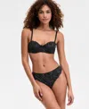 Inc International Concepts Women's Lace Balconette Underwire Bra, Exclusively At Macy's In Deep Black