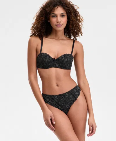 Inc International Concepts Women's Lace Balconette Underwire Bra, Exclusively At Macy's In Deep Black